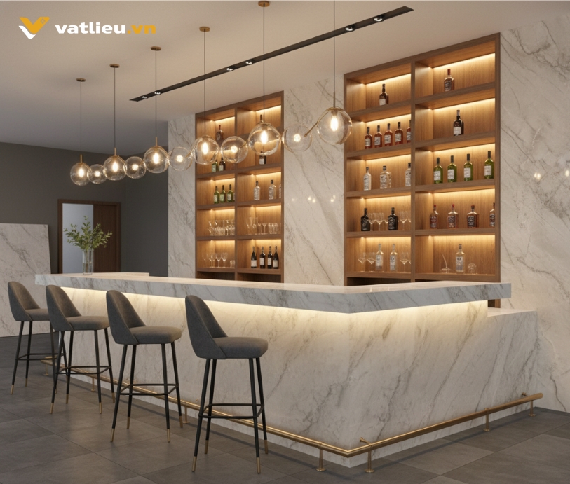 Đá thạch anh kết hợp đèn LED ốp quầy bar Đá thạch anh kết hợp đèn LED ốp quầy bar