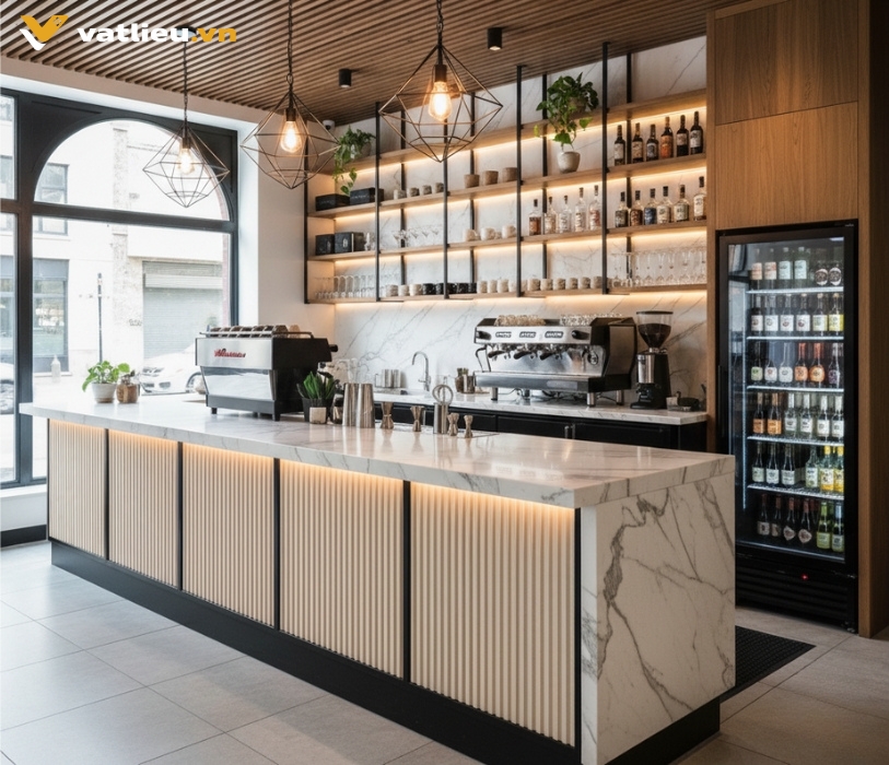 Tấm ốp Nano lam sóng ốp mặt trước quầy bar Tấm ốp Nano lam sóng ốp mặt trước quầy bar