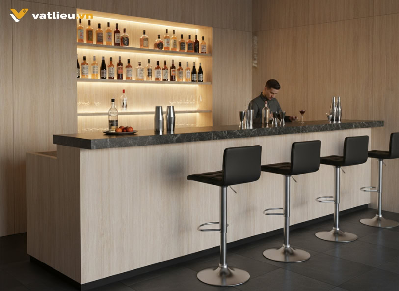 Tấm ốp than tre vân gỗ ốp quầy bar Tấm ốp than tre vân gỗ ốp quầy bar